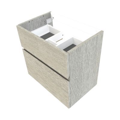 Meuble sous vasque faible profondeur effet chêne clair l.60 cm 2 tiroirs, Calao