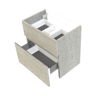 Meuble sous vasque faible profondeur effet chêne clair l.60 cm 2 tiroirs, Calao