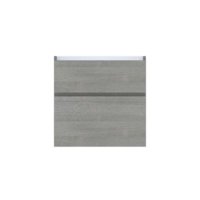 Meuble sous vasque faible profondeur l.60 cm, effet chêne clair, 2 tiroirs, Calao