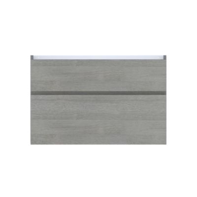 Meuble sous vasque faible profondeur l.90 cm, effet chêne clair, 2 tiroirs, Calao