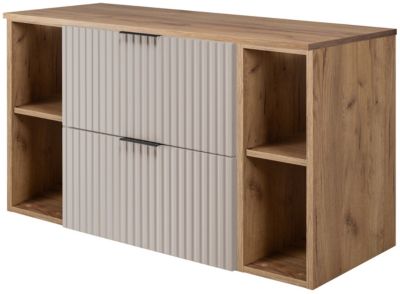 Meuble sous vasque FLOW CACHEMIRE 100 cm avec 2 x l'étagères - extensions et plan CHÊNE