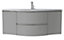Meuble sous vasque gris clair Vague 138 cm + complément gauche et droit + plan vasque en résine