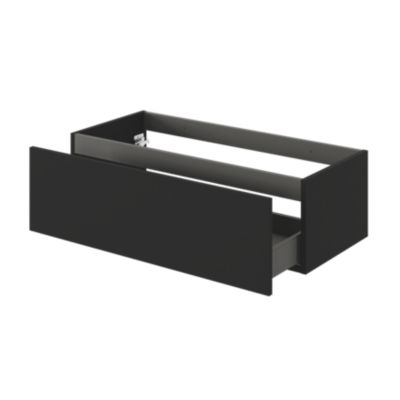 Meuble sous vasque l.100 x H.30 x P.45 cm 1 tiroir sans poignée, noir mat, Kentia