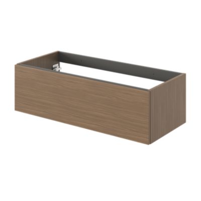 Meuble sous vasque l.100 x H.30 x P.45 cm, effet noyer, 1 tiroir sans poignée, Kentia