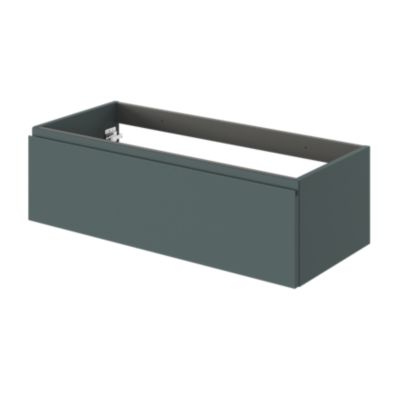 Meuble sous vasque l.100 x H.30 x P.45 cm, vert forêt, 1 tiroir avec poignée intégrée, Kentia