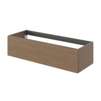Meuble sous vasque l.120 x H.30 x P.45 cm, 1 tiroir sans poignée, effet noyer, Kentia