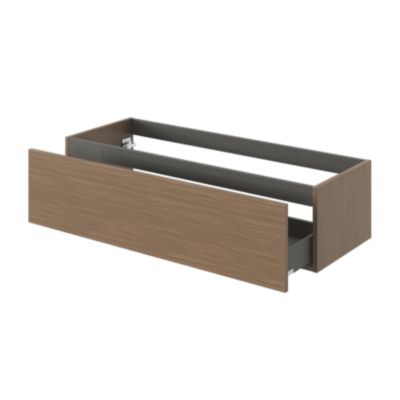 Meuble sous vasque l.120 x H.30 x P.45 cm, 1 tiroir sans poignée, effet noyer, Kentia