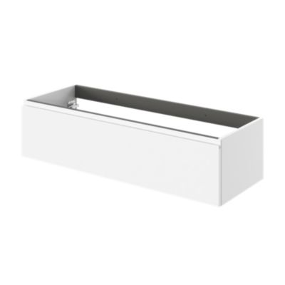 Meuble sous vasque l.120 x H.30 x P.45 cm, blanc mat, 1 tiroir avec poignée intégrée, Kentia
