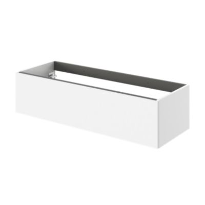 Meuble sous vasque l.120 x H.30 x P.45 cm, blanc mat, 1 tiroir sans poignée, Kentia