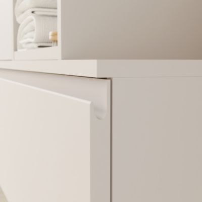 Meuble sous vasque l.120 x H.60 x P.45 cm, beige cachemire, 2 tiroirs avec poignées intégrées, Kentia