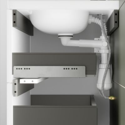 Meuble sous vasque l.120 x H.60 x P.45 cm, beige cachemire, 2 tiroirs sans poignées, Kentia