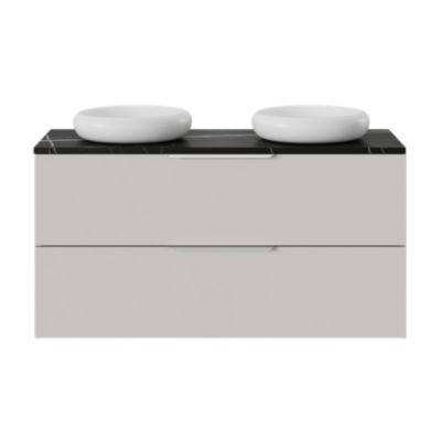 Meuble sous vasque l.120 x H.60 x P.45 cm, beige cachemire, 2 tiroirs sans poignées, Kentia