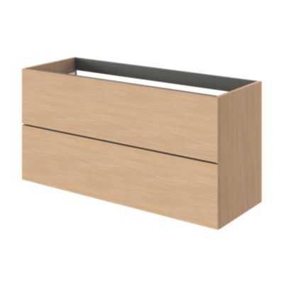 Meuble sous vasque l.120 x H.60 x P.45 cm, effet chêne, 2 tiroirs sans poignées, Kentia