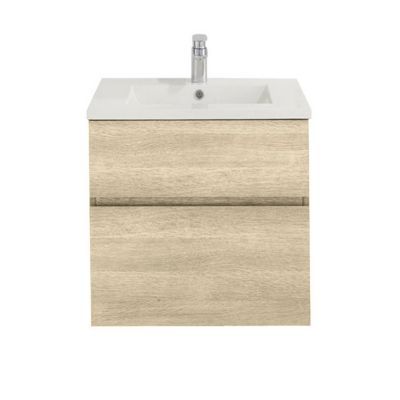 Meuble sous vasque l.60 cm, effet chêne, 2 tiroirs, Calao