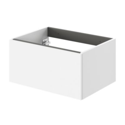Meuble sous vasque l.60 x H.30 x P.45 cm, 1 tiroir sans poignée, blanc mat, Kentia