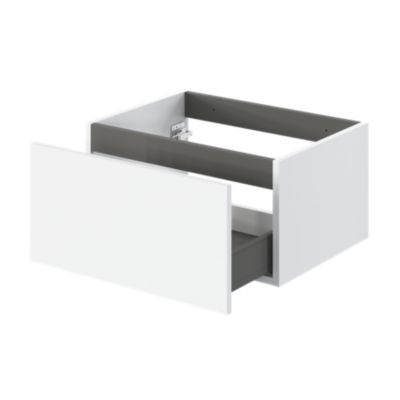 Meuble sous vasque l.60 x H.30 x P.45 cm, 1 tiroir sans poignée, blanc mat, Kentia