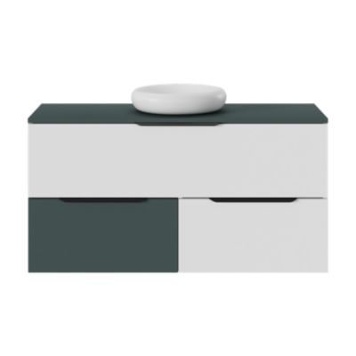 Meuble sous vasque l.60 x H.30 x P.45 cm, 1 tiroir sans poignée, blanc mat, Kentia
