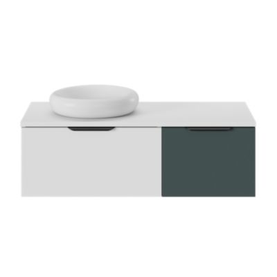 Meuble sous vasque l.60 x H.30 x P.45 cm, 1 tiroir sans poignée, blanc mat, Kentia