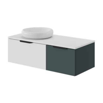 Meuble sous vasque l.60 x H.30 x P.45 cm, 1 tiroir sans poignée, blanc mat, Kentia