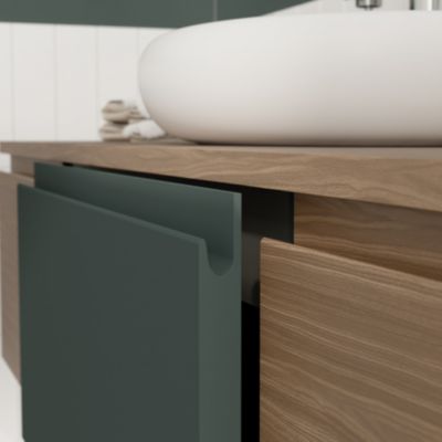 Meuble sous vasque l.60 x H.30 x P.45 cm, vert forêt, 1 tiroir avec poignée intégrée, Kentia