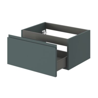 Meuble sous vasque l.60 x H.30 x P.45 cm, vert forêt, 1 tiroir avec poignée intégrée, Kentia