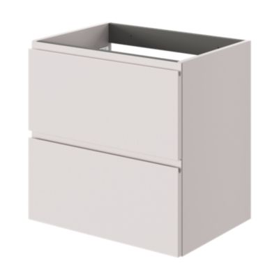 Meuble sous vasque l.60 x H.60 x P.45 cm, beige cachemire, 2 tiroirs avec poignées intégrées, Kentia