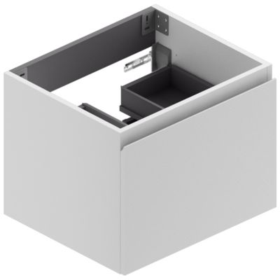 Meuble sous vasque l.60xH.46,5xP.50,5 cm, pour plan vasque 1 cuve, blanc mat, Pura+