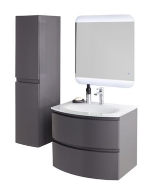 Meuble sous vasque l.69 cm, gris anthracite, Vague
