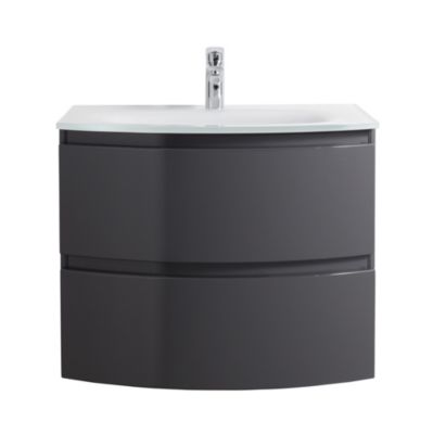 Meuble sous vasque l.69 cm, gris anthracite, Vague