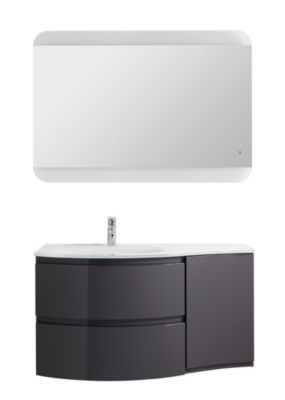 Meuble sous vasque l.69 cm, gris anthracite, Vague