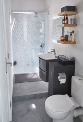 Meuble sous vasque l.69 cm, gris anthracite, Vague