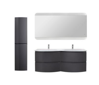 Meuble sous vasque l.69 cm, gris anthracite, Vague