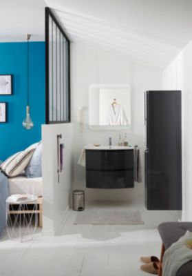 Meuble sous vasque l.69 cm, gris anthracite, Vague