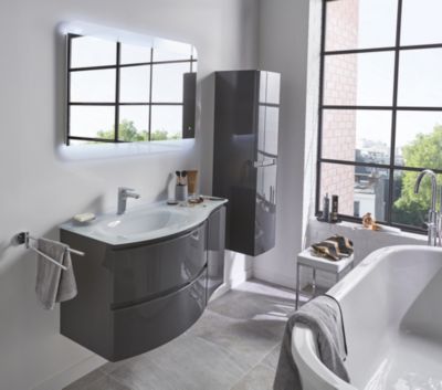 Meuble sous vasque l.69 cm, gris anthracite, Vague