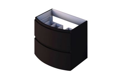 Meuble sous vasque l.69 cm, noir mat, Vague
