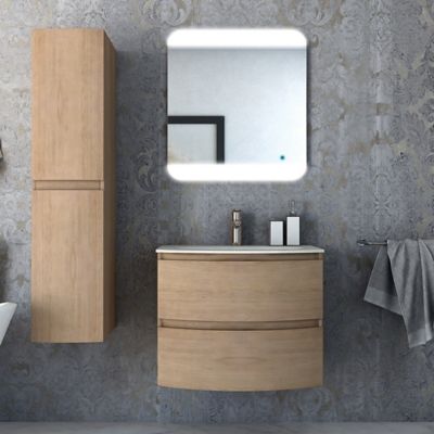 Meuble sous vasque l.69 x H.55 x P.51 cm, effet bois, Vague