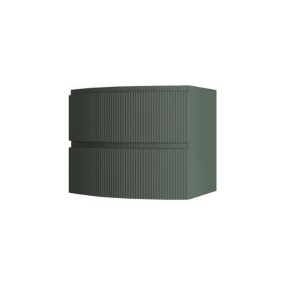 Meuble sous vasque l.69 x H.55 x P.52 cm, vert mat strié, Vague