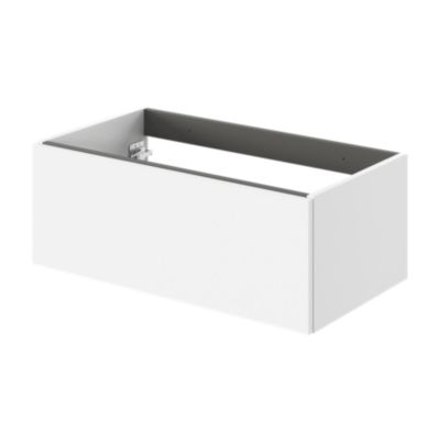 Meuble sous vasque l.80 x H.30 x P.45 cm, 1 tiroir sans poignée, blanc mat, Kentia