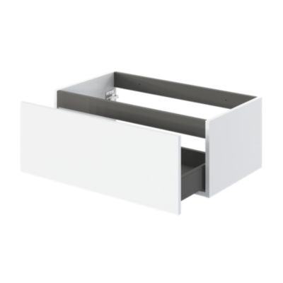 Meuble sous vasque l.80 x H.30 x P.45 cm, 1 tiroir sans poignée, blanc mat, Kentia