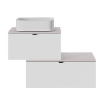 Meuble sous vasque l.80 x H.30 x P.45 cm, 1 tiroir sans poignée, blanc mat, Kentia