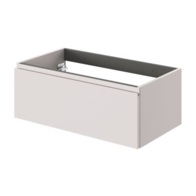 Meuble sous vasque l.80 x H.30 x P.45 cm, beige cachemire, 1 tiroir avec poignée intégrée, Kentia