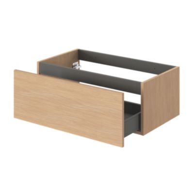 Meuble sous vasque l.80 x H.30 x P.45 cm, effet chêne, 1 tiroir sans poignée, Kentia