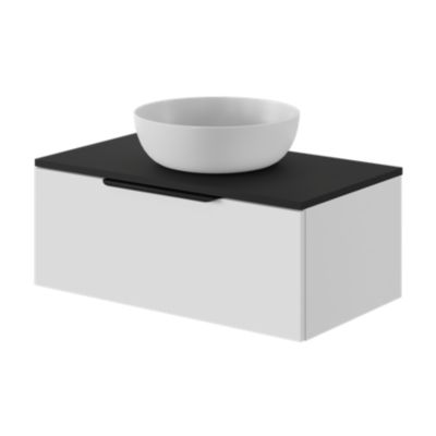 Meuble sous vasque l.80 x H.30 x P.45 cm, effet chêne, 1 tiroir sans poignée, Kentia