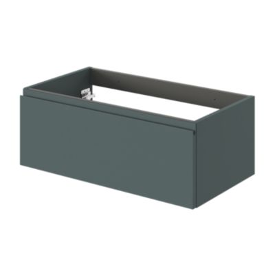 Meuble sous vasque l.80 x H.30 x P.45 cm, vert forêt, 1 tiroir avec poignée intégrée, Kentia