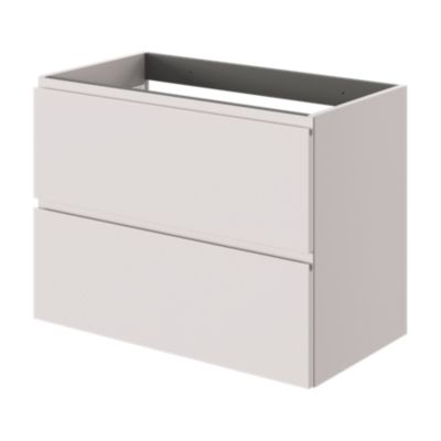 Meuble sous vasque l.80 x H.60 x P.45 cm, beige cachemire, 2 tiroirs avec poignées intégrées, Kentia