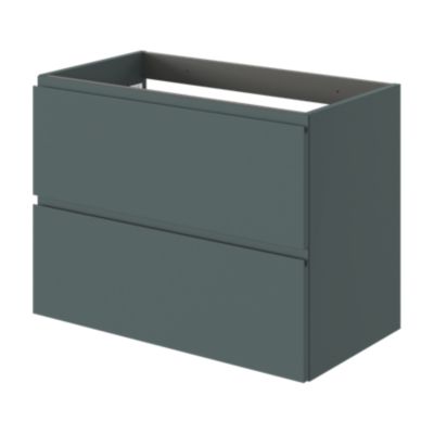 Meuble sous vasque l.80 x H.60 x P.45 cm, vert forêt, 2 tiroirs avec poignées intégrées, Kentia