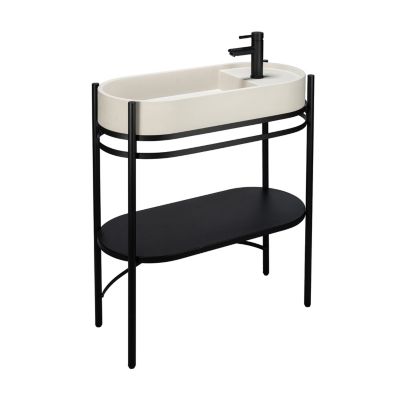 Meuble sous vasque l.81 x H.89,5 x P.37,5 cm, métal noir, Homesight Pao