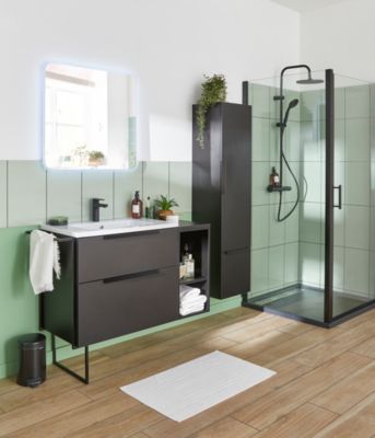 Meuble sous vasque noir mat Urban 74 cm