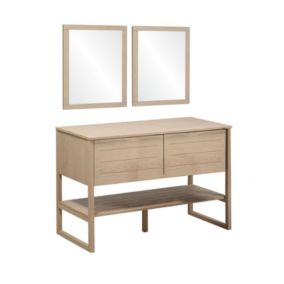 Meuble sous vasque plaqué chêne    ATOLL 120cm + miroir carré