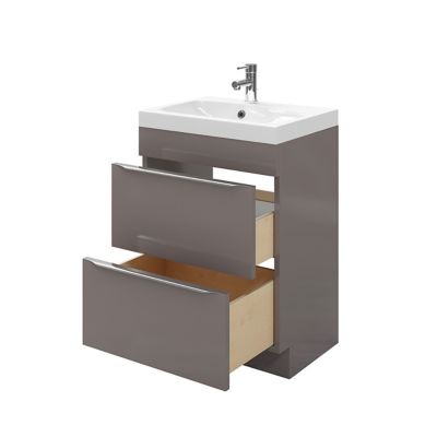 Meuble sous vasque à poser GoodHome Imandra gris taupé 60 ...